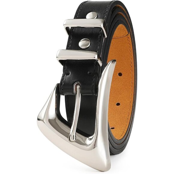 Women\'s Synthetic Leather Waist Belt with Silver Gold Buckle for Jeans & Dress main image 4